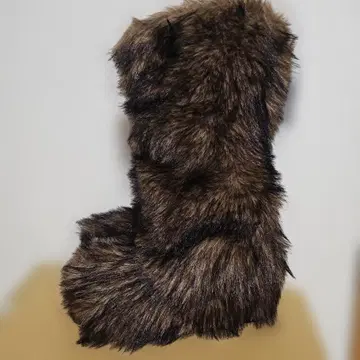 EVRIS 퍼 부츠 브라운 택 포함 미사용 박스 있음