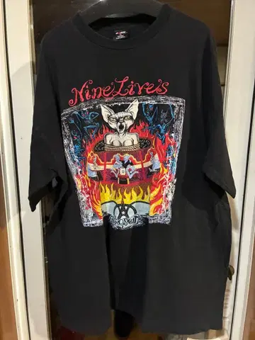 AEROSMITH 90's 'Nine Lives' 투어 양면 프린트 XL