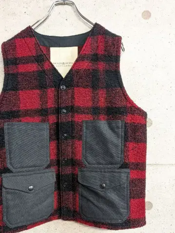 DENIM&SUPPLY 랄프 로렌 빨간색 x 블랙 베스트 M 울 혼방