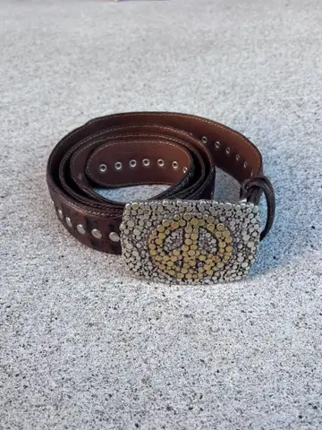 Peace mark 가죽 벨트 y2k 그런지