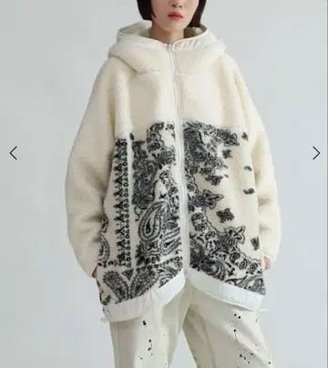[ 새상품 ] LASUD 페이즐리 보아 자켓 화이트