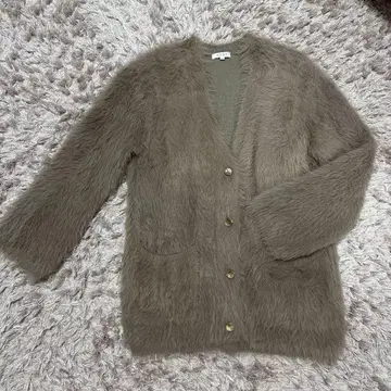 PLST 베이지 퍼 가디건 M