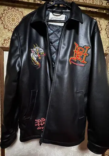 가죽 자켓 드래곤 스네이크 자수