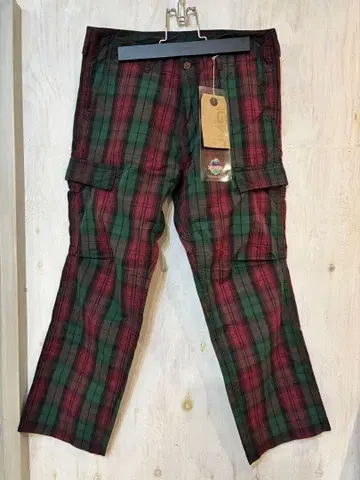 NGAP 오일 가공 타탄 체크 밀리터리 팬츠 S