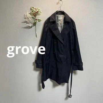 그로브 체스터 코트 [M] 오픈 카라 벨트 루프 벨트 포함 포켓 있음