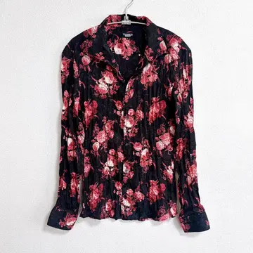 토네이도 마트 꽃무늬 블랙 드레스 셔츠 사이즈 L 하자 있음