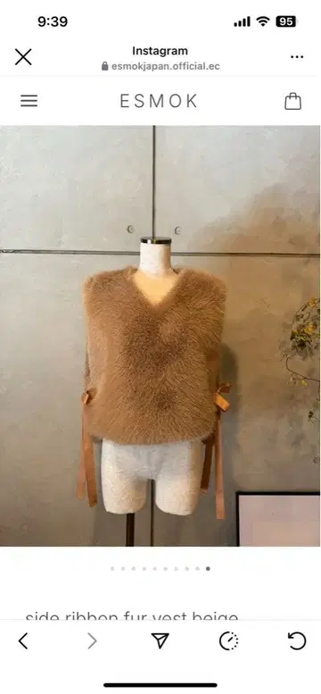 새상품급 ESMOK 에스모크 퍼 베스트 퍼 베스트 사이드 리본