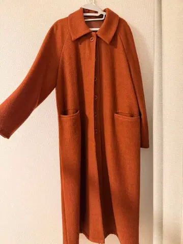 select MOCA 오렌지 롱 코트 전면 포켓 부착