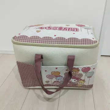 헬로키티 딸기신문 645호 콜라보레이션 큰 포켓 달린 바스켓 백