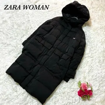 자라 우먼 롱 다운 자켓 L 블랙 벤치 코트 사이드 지퍼