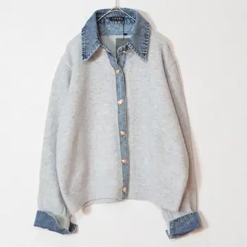 새상품 택 포함 M-L 빈티지풍 데님 사용 니트 가디건 여성용