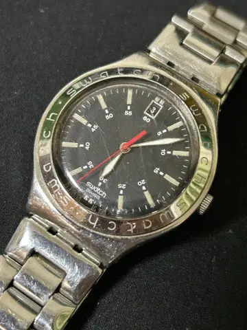 Swatch 손목시계 블랙 스테인리스 작동 중
