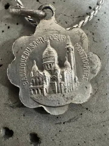 빈티지 사크레쾨르 대성당 그리스도상 목걸이 SN 각인 체인 포함