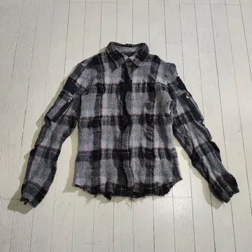 roar 신축 울 집업 플란넬 셔츠 백 스터드 그레이 3