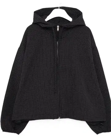 체크 무늬 후드 부착 자켓