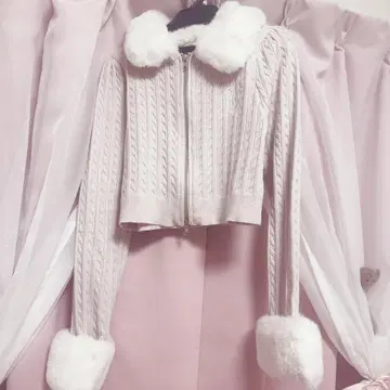 evelyn 케이블 지퍼 니트 핑크