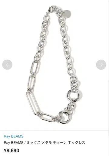 Ray BEAMS 믹스 메탈 체인 목걸이