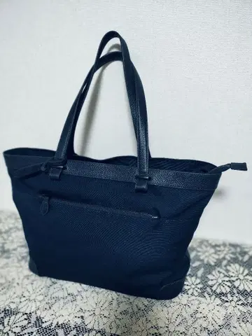 SHIPS 네이비 토트백 나일론 가죽