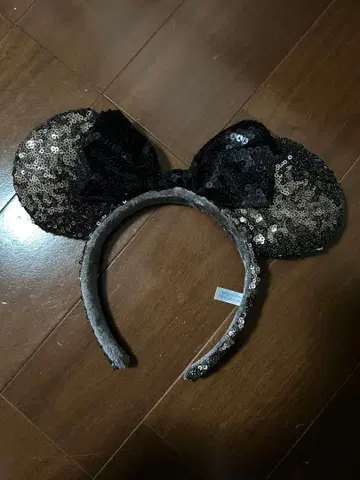 미키 귀 머리띠 블랙과 금 라메