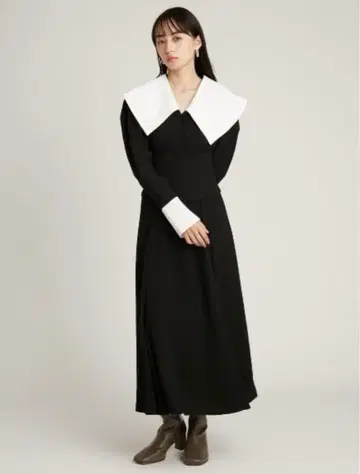 스나이델 SNIDEL 빅 칼라 코르셋 원피스 블랙