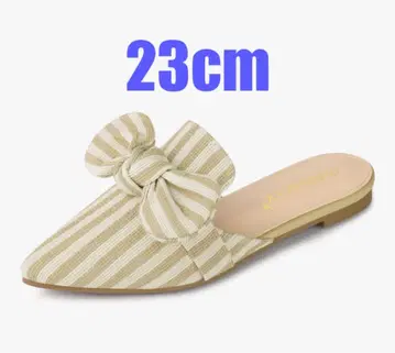 스트라이프 패턴 리본 슬라이드 플랫 뮬 스틸레토 여성용