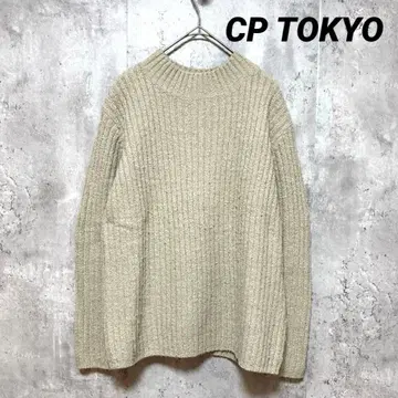 새상품급 [ CP TOKYO ] 하이넥 긴팔 니트 베이지 M 심플 캐주얼