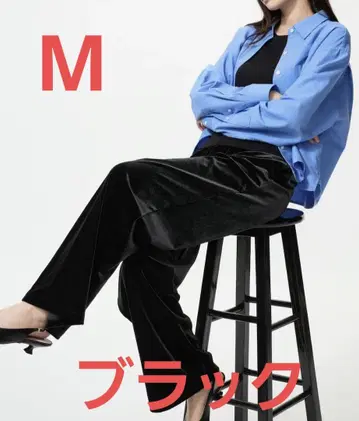 유니클로 소프트 벨로아 이지 팬츠 M 블랙 택 포함 새상품