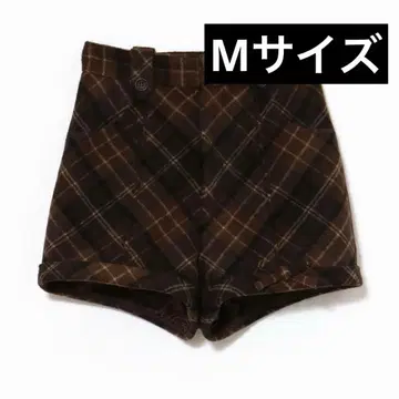 andmary Ribbon check mini pants brown M