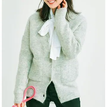 [새상품급] BLANC 모헤어 가디건 블루 오버 사이즈 체형 커버