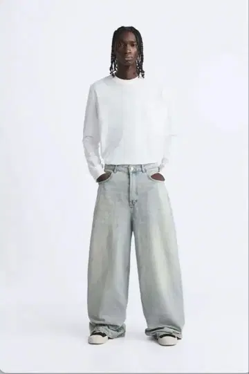 ZARA 오버다이 배기 데님