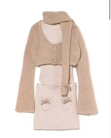 andmary Zoff muffler knit set up beige