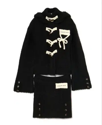 andmary Cable knit jacket set up black