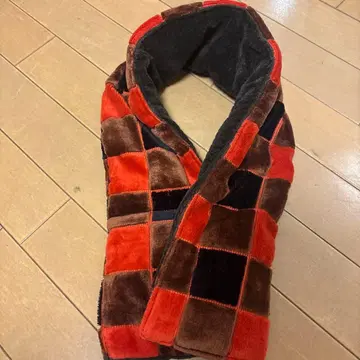 나카가와 마사시치 상점 빨간색과 브라운 체크 무늬 머플러