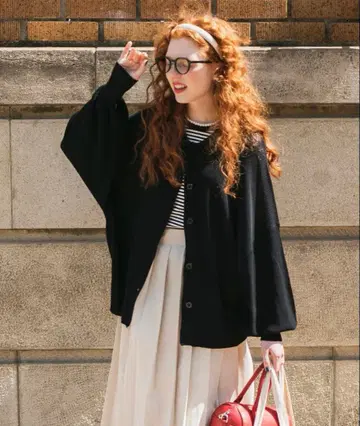 볼륨 슬리브 니트 러시아 가디건