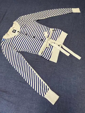 스트라이프 니트 가디건 (파랑/베이지)