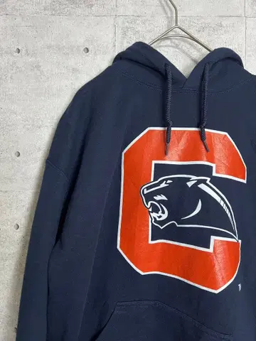 해외 구제 의류 후드티 프린트 로고 네이비 길단