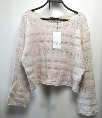 [ 새상품급 ] ZARA 자라 크로셰 니트 시스루 니트 S 사이즈 베이지