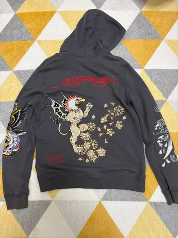 에드 하디 그레이 풀 집업 후드티 S 사이즈