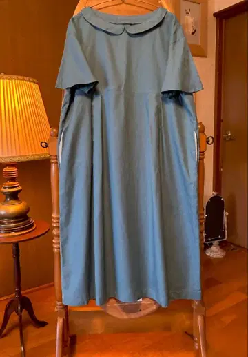 70s 구제 의류 유럽 빈티지 프랑스 앤티크 블루 원피스