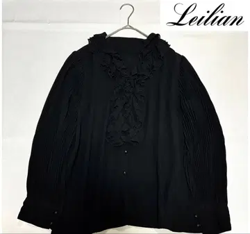 레리안 블라우스 쉬폰 플리츠 소매 블랙 Leilian