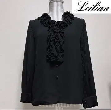 레리안 블라우스 쉬폰 플리츠 소매 블랙 Leilian