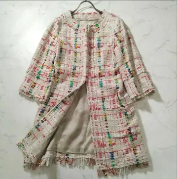 새상품급 그레이스 콘티넨탈 노카라 트위드 코트 노카라 자켓 S