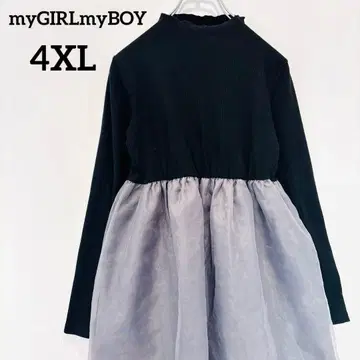 [ myGIRLmyBOY ] 니트 원피스 플레어 스커트 블랙 4XL