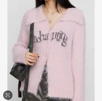 러그아젬 핑크 로고 니트 가디건