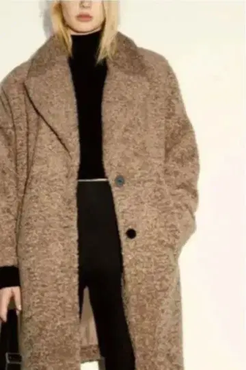 ZARA 보아 코트 테디베어 코트 롱 기장 카멜 오버 사이즈