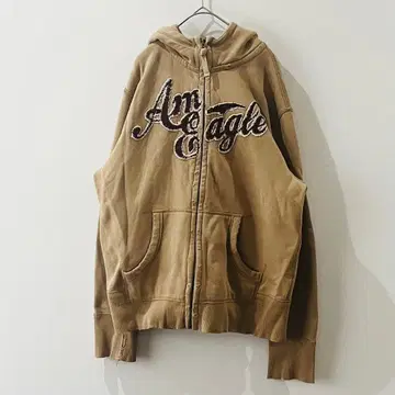 [새상품급] American Eagle 풀 집업 속기모 베이지 후드티 M