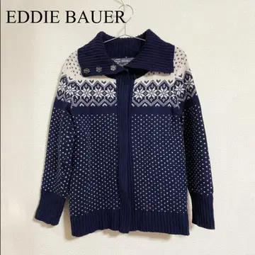 [ EDDIE BAUER ] 니트 가디건 노르딕 무늬 네이비 올 패턴