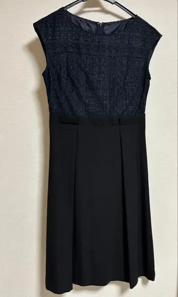 ANAYI 블랙 레이스 탑 무릎 기장 원피스