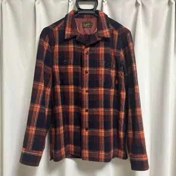 CALEE 체크 플란넬 셔츠 오픈 카라