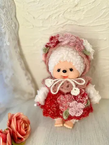 참짱 모헤어 의류 세트 빨간색 핑크